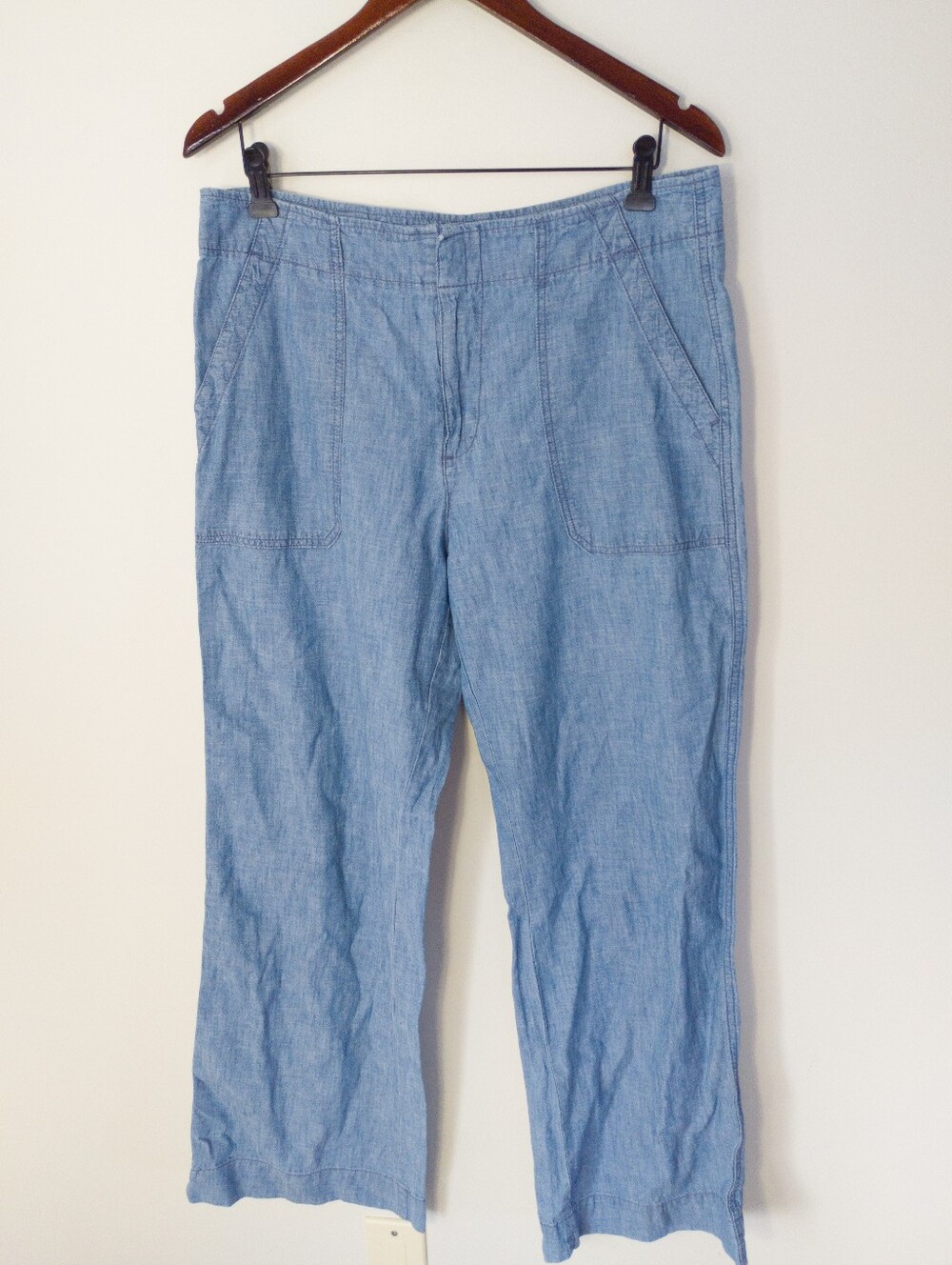 GAP Self Tie Wide Leg Chambray Pants Blue Size 12